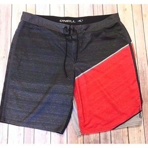 O'Neill Shorts Color Blocked Red Black Gray